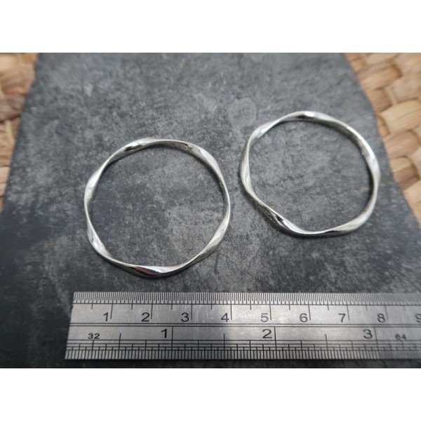 41 mm, Anneaux connecteurs pendentifs cadre connecteurs ronds métal argenté, 1 pc - Photo n°5
