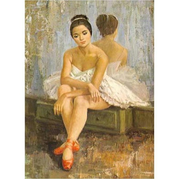 Image 3D Femme - Danseuse au chausson orange 20 x 28 cm - Photo n°1