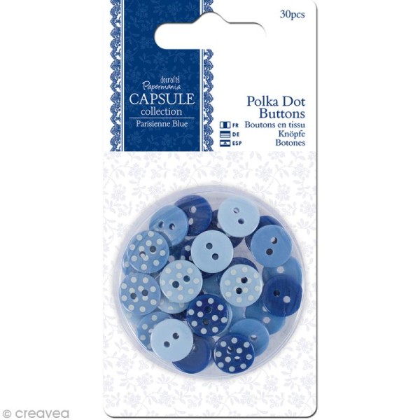 Assortiment de boutons Capsule collection - Parisienne blue x 30 - Photo n°1