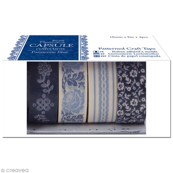 Masking tape Capsule collection - Parisienne blue - 4 rouleaux de 5 m - Photo n°1