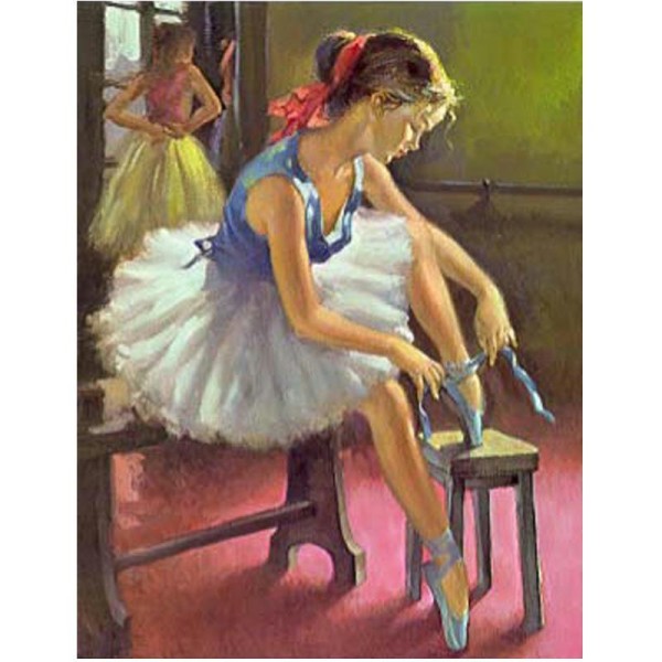 Image 3D Femme - Danseuse au chausson bleu 20 x 28 cm - Photo n°1