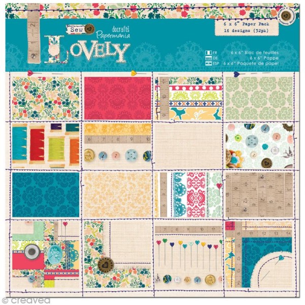 Papier scrapbooking Papermania - Sew lovely 15,2 x 15,2 cm - 32 feuilles - Photo n°1