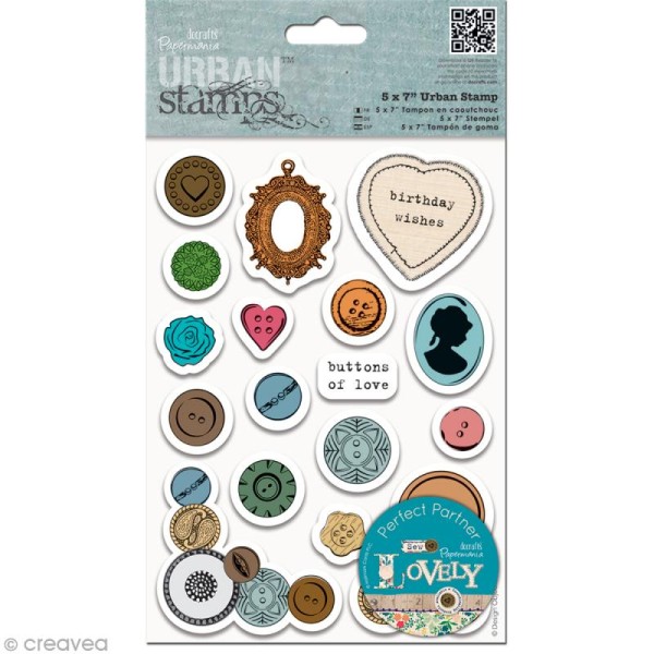 Tampons cling Urban stamps - Sew lovely - Boutons assortis - Photo n°1