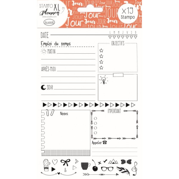 Stampo planner page jour set de 19 tampons - Photo n°1