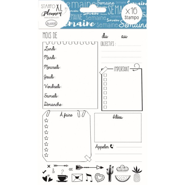 Stampo planner page semaine set de 16 tampons - Photo n°1