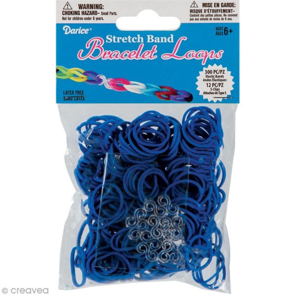 Recharge bracelet Loops 300 élastiques - Bleu royal + 12 fermoirs - Photo n°1