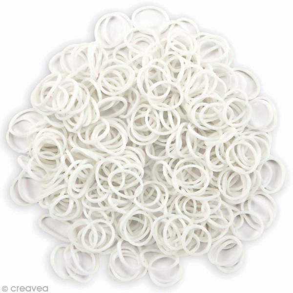 Recharge bracelet Loops 300 élastiques - Blanc + 12 fermoirs - Photo n°3