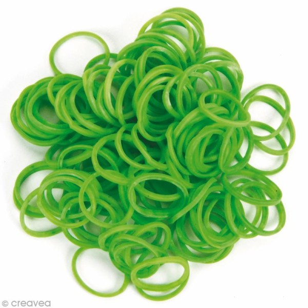 Recharge bracelet Loops 300 élastiques - Vert herbe + 12 fermoirs - Photo n°3