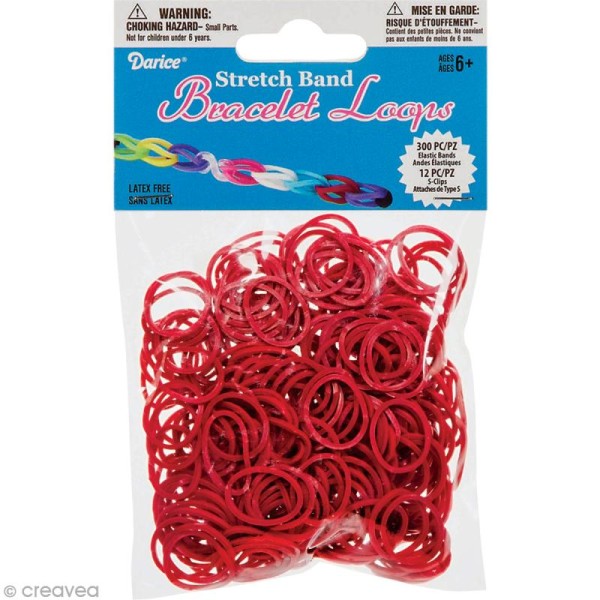 Recharge bracelet Loops 300 élastiques - Rouge marron + 12 fermoirs - Photo n°1