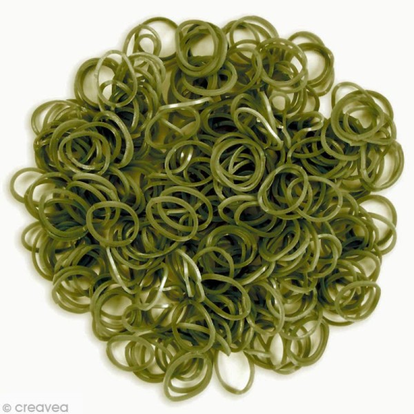 Recharge bracelet Loops 300 élastiques - Métallique vert olive + 12 fermoirs - Photo n°3