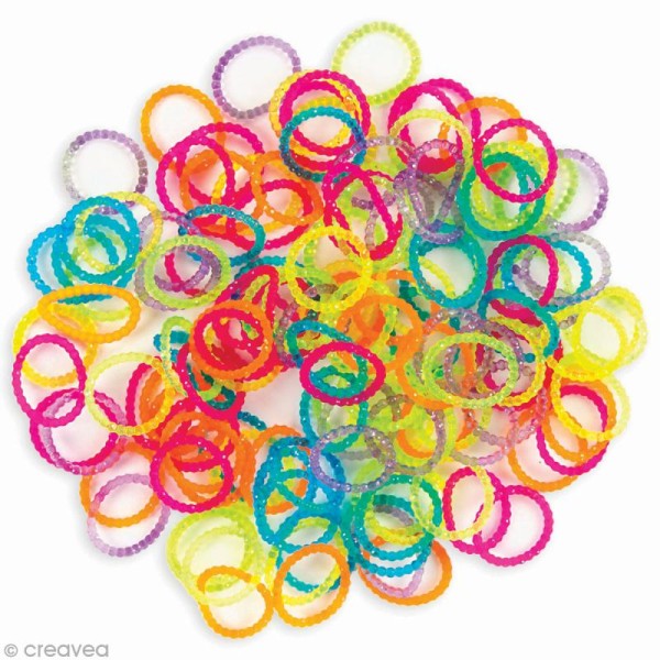 Recharge bracelet Loops 150 élastiques - Assortiment transparent + 6 fermoirs - Photo n°3