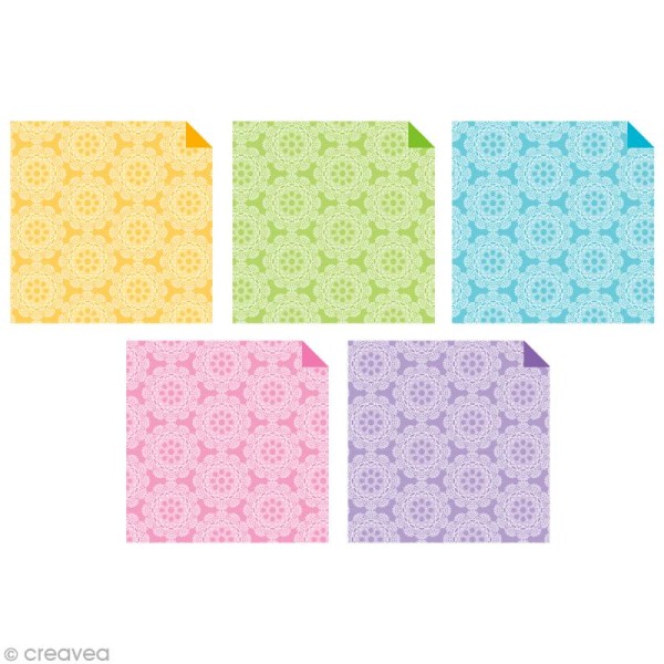 Papier Origami Japonais - Assortiment 20 feuilles - Dentelles - 15 x 15 cm - Photo n°3