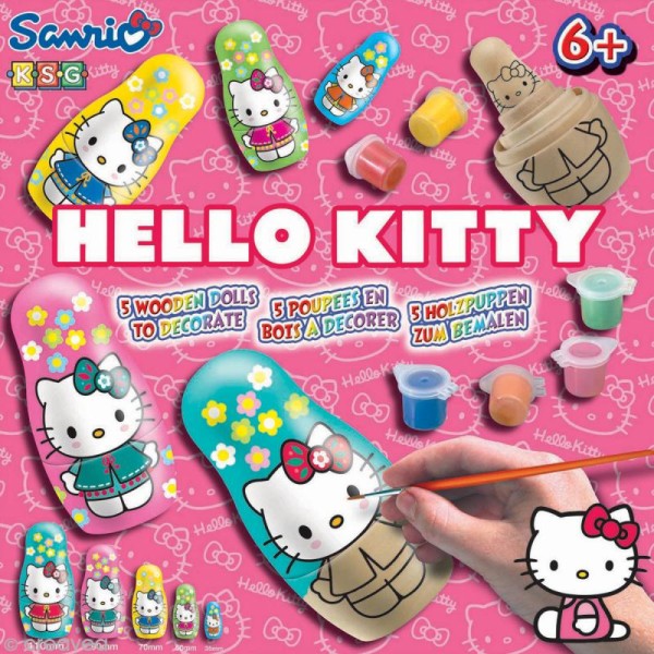 Kit poupée en bois à peindre - Hello Kitty x 5 - Photo n°3