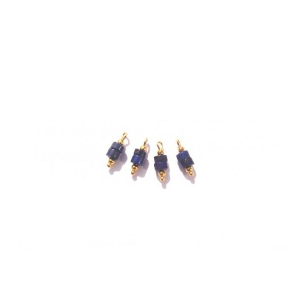 4 MICRO breloques en Lapis Lazuli teinté 13 MM de hauteur environ x 4 MM ( Doré ) - Photo n°1
