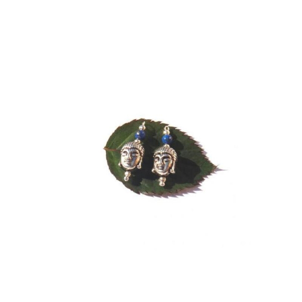 Bouddha et lapis Lazuli : Paire de pendentifs 2,5 CM de hauteur x 9 MM - Photo n°1