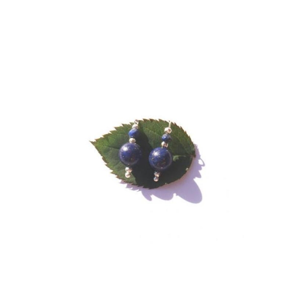 Lapis Lazuli : Paire petits pendentifs 2,2 CM de hauteur x 8 MM de diamètre - Photo n°1