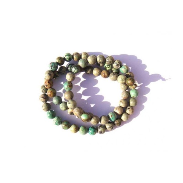 10 Perles assorties de Turquoise Africaine multicolore 6 MM de diamètre - Photo n°1