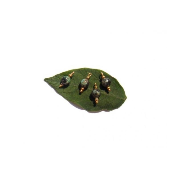 4 MICRO breloques en Turquoise Africaine 14 MM de hauteur environ x 6 MM ( Doré ) - Photo n°1