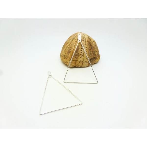 4 Supports boucles d'oreille type Créole - triangle - 47*31mm - argent clair - Photo n°1