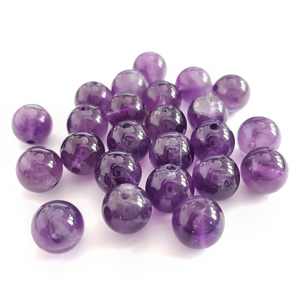Perles pierre semi précieuse naturelle améthyste Violet4 mm lot de 20 perles - Photo n°1