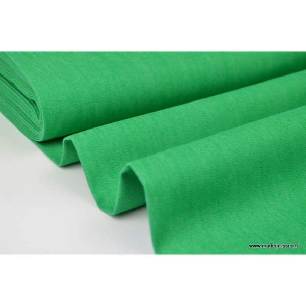 Tissu jean stretch coloris vert - Photo n°1