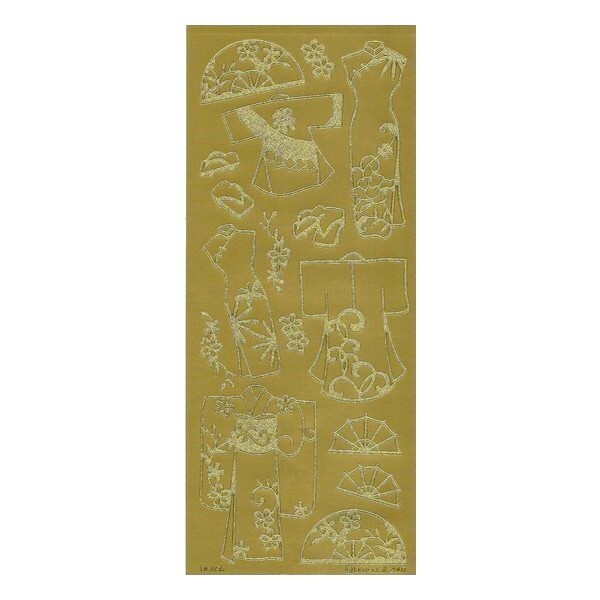 1 planche de stickers autocollants peel off doré motifs JAPON VETEMENT 109 - Photo n°1