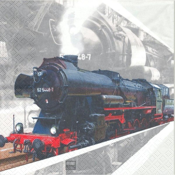 4 Serviettes en papier Voyage Train Locomotive Format Lunch - Photo n°1