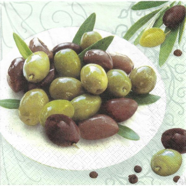4 Serviettes en papier Olives Format Lunch - Photo n°1