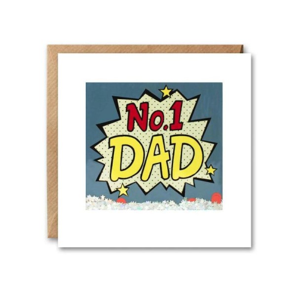 Carte à secouer Papa Numéro 1 avec paillettes et confettis 12x12 avec Enveloppe - Photo n°1
