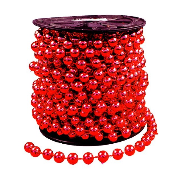 Guirlande de perles rouges - 10 m - Photo n°1