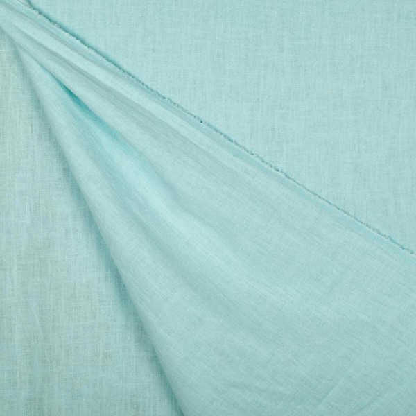 Tissu lin lavé uni - Bleu lagon - Photo n°1