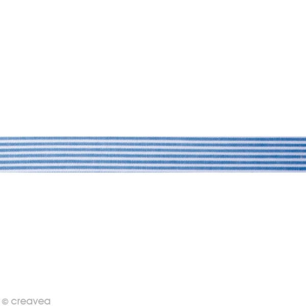 Fabric tape thermofixable - Bandes bleues jeans - 15 mm x 5 m - Photo n°1