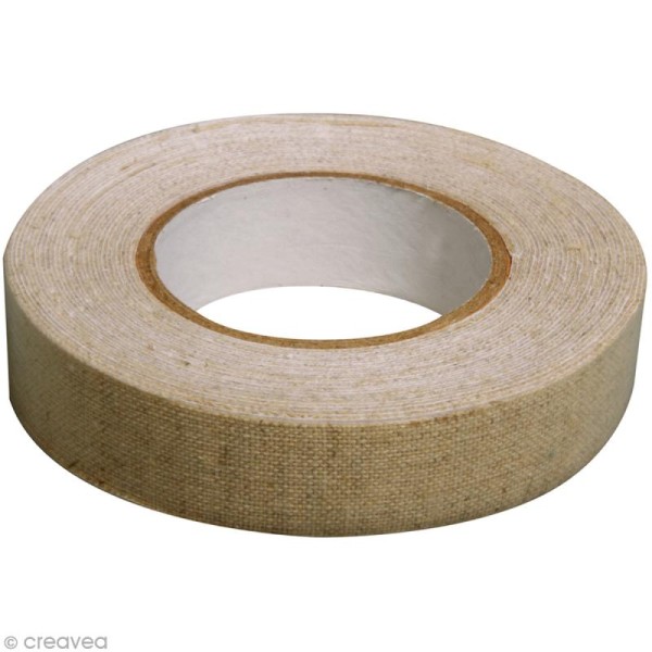 Fabric tape thermofixable - aspect lin beige - 15 mm x 2,5 m - Photo n°2
