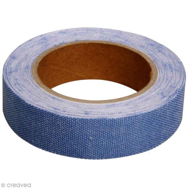 Fabric tape thermofixable - aspect lin bleu jeans - 15 mm x 5 m - Photo n°2