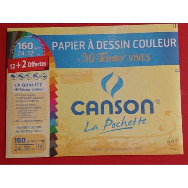 Papier à dessin à grain couleurs vives Canson - Photo n°1