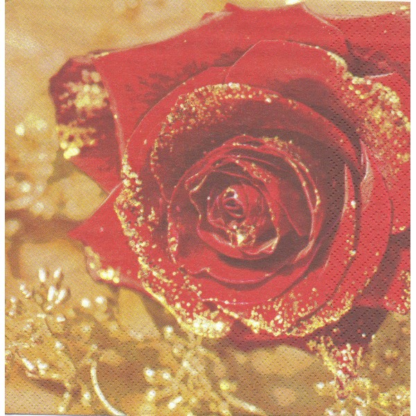 4 Serviettes en papier Rose Glitter Format Lunch Decoupage Decopatch 312037 Ti-Flair - Photo n°1