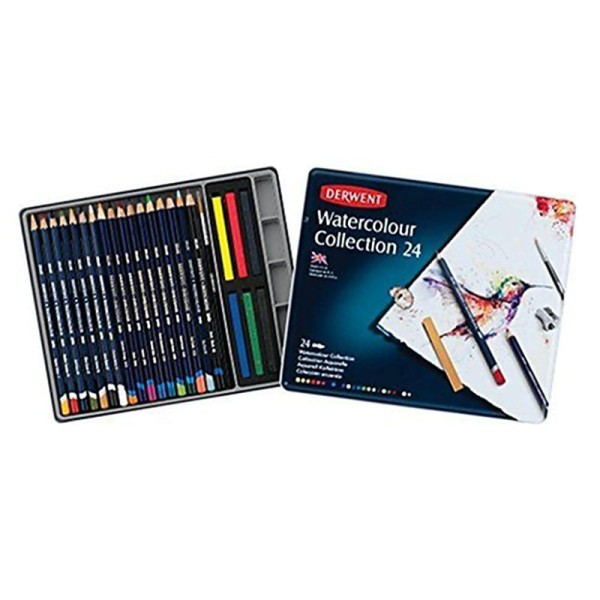 Derwent Collection Crayons aquarellables Boîte métal de 24 Import Royaume Uni - Photo n°1