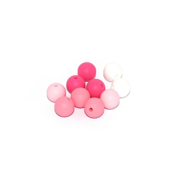 Perle silicone camaïeu rose 12 mm x10 - Photo n°1