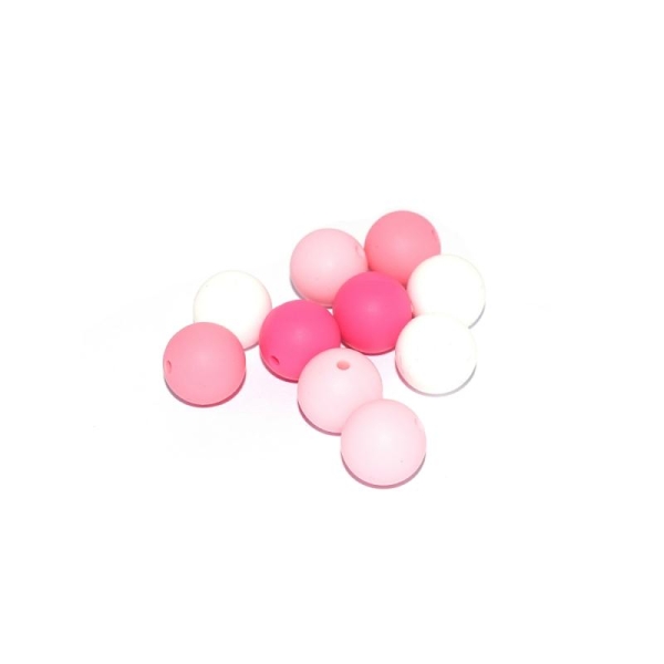 Perle silicone camaïeu rose 15 mm x10 - Photo n°1