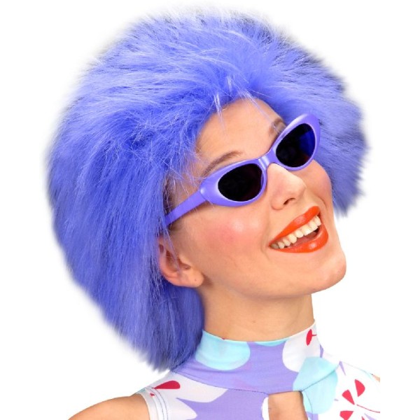 Perruque pelucheuse néon bleue - Photo n°1