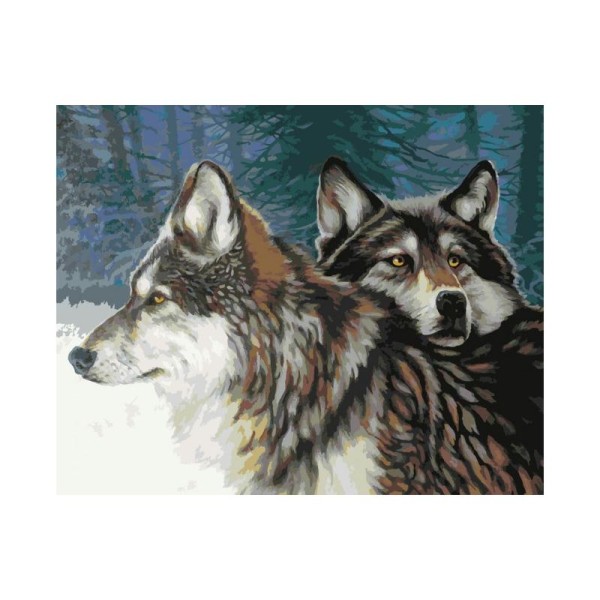 Kit de peinture par numéros - Loups - 50x40cm - Photo n°1