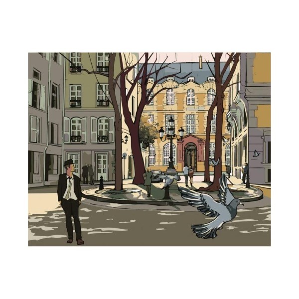 Kit de peinture par numéros - Paris Rue - 50x40cm - Photo n°1