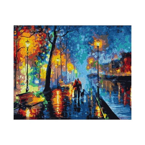 Kit de peinture par numéros - Rue sous la pluie - 50x40cm - Photo n°1
