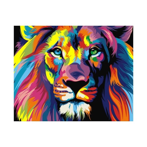 Kit de peinture par numéros - Lion arc-en-ciel - 50x40cm - Photo n°1