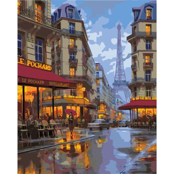 Kit de peinture par numéros - Nuit à Paris - 50x40cm - Photo n°1