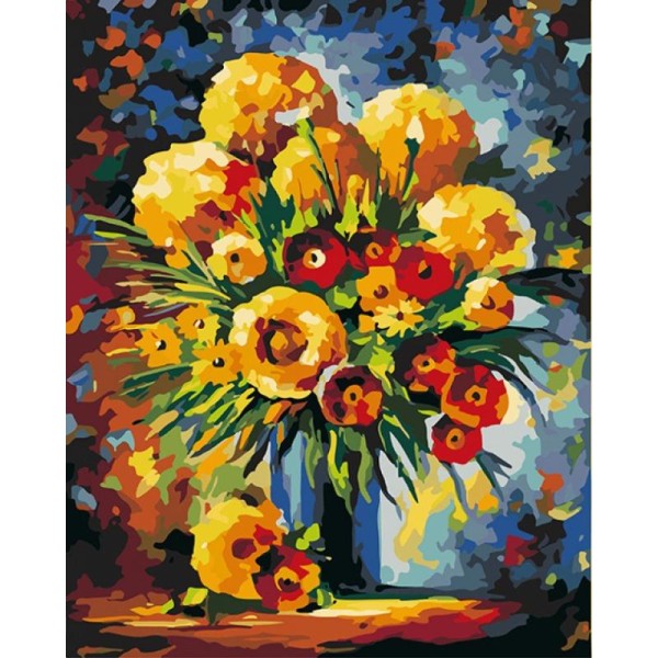 Kit de peinture par numéros - Fleurs jaunes - 50x40cm - Photo n°1