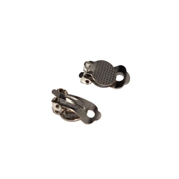 Boucles d'oreilles clips plateau 10 mm argenté x2 - Photo n°1
