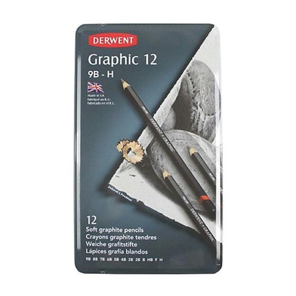 Derwent Graphic Crayons graphite Mine tendre (9B à H) (Import Royaume Uni) - Photo n°2