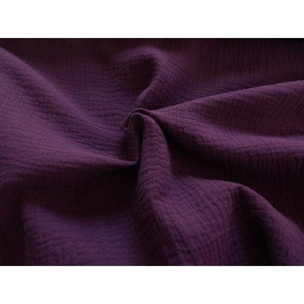 Tissu double gaze de coton uni violet vendu par 0,50 m - Photo n°1