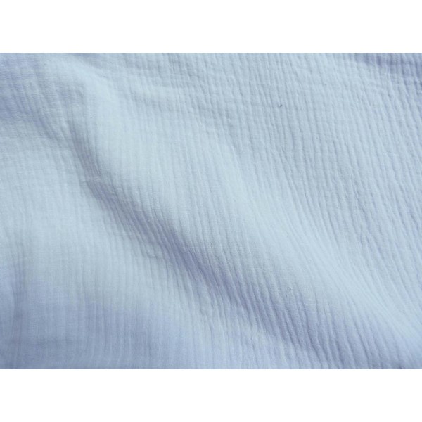 Tissu double gaze de coton uni bleu glacier vendu par 0,50 m - Photo n°1